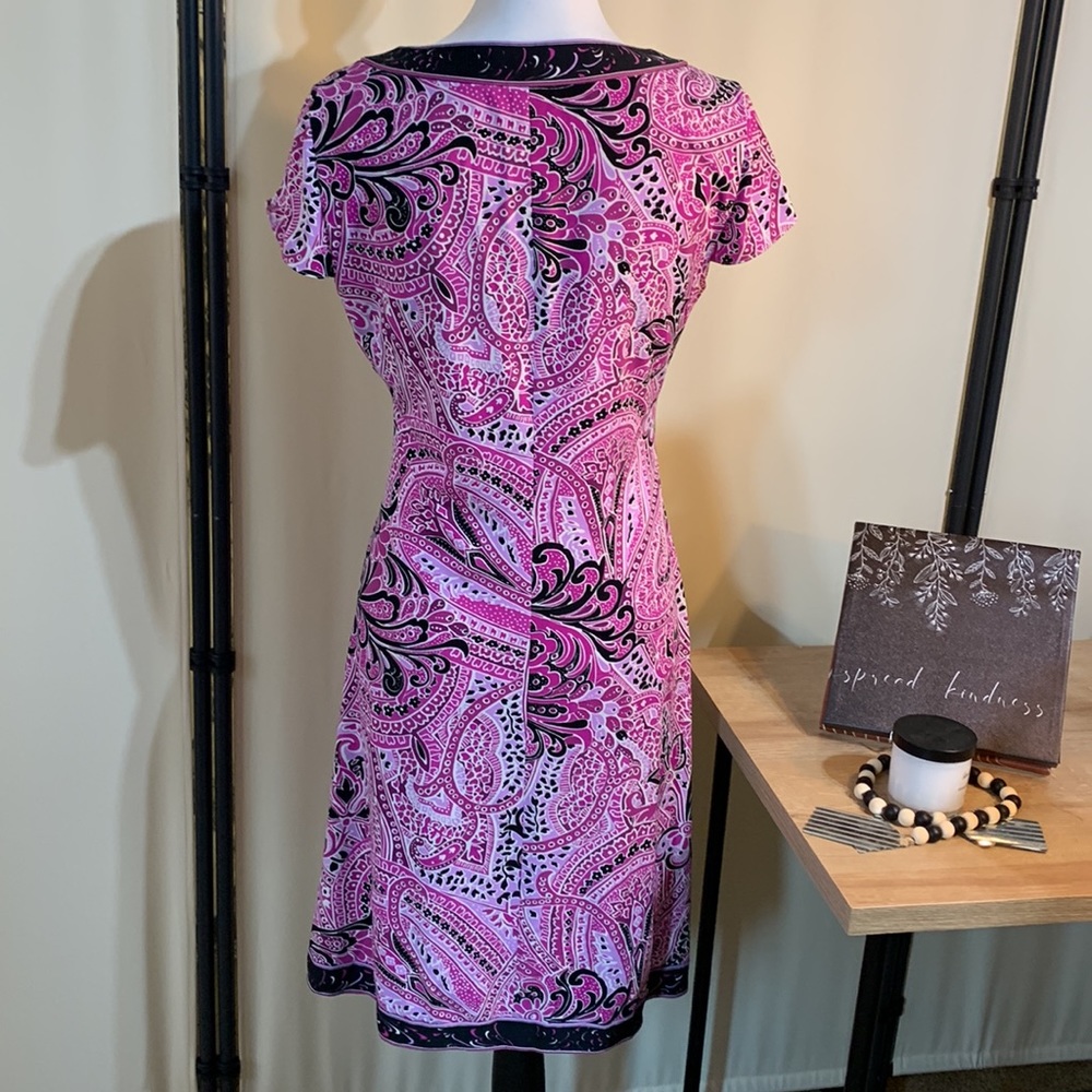 Tahari Black & Pink ALine Dress Size 6P - Picture 2 of 6